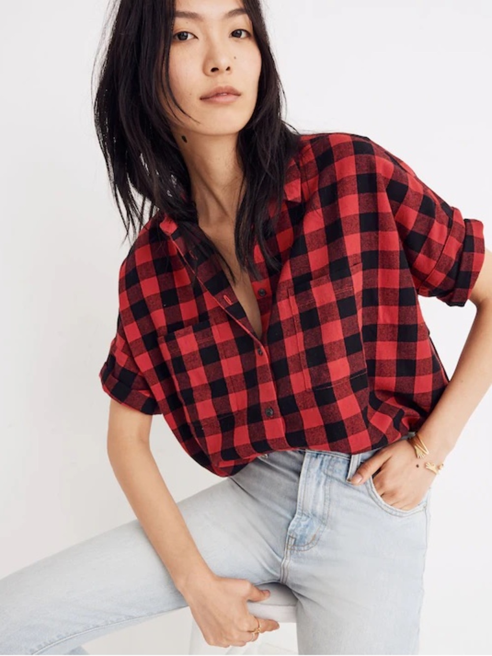 Flannel Courier Shirt in Buffalo Check in Black Buffalo Check